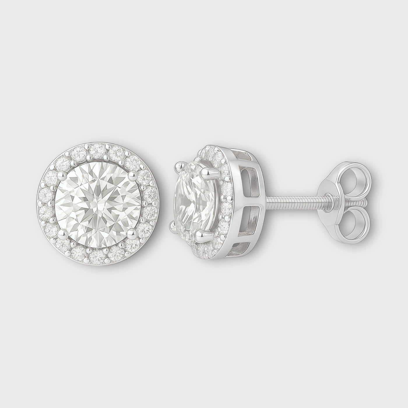 Halo Moissanite Earrings