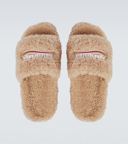 BB FUR SLIDES - BEIGDE