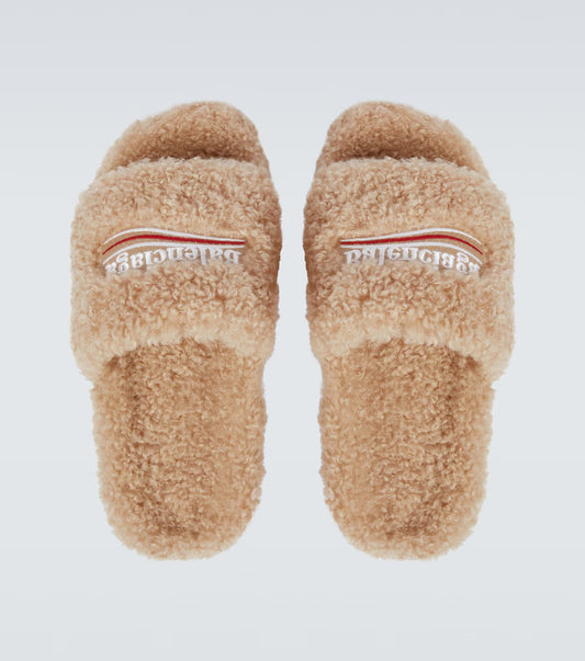 BB FUR SLIDES - BEIGDE